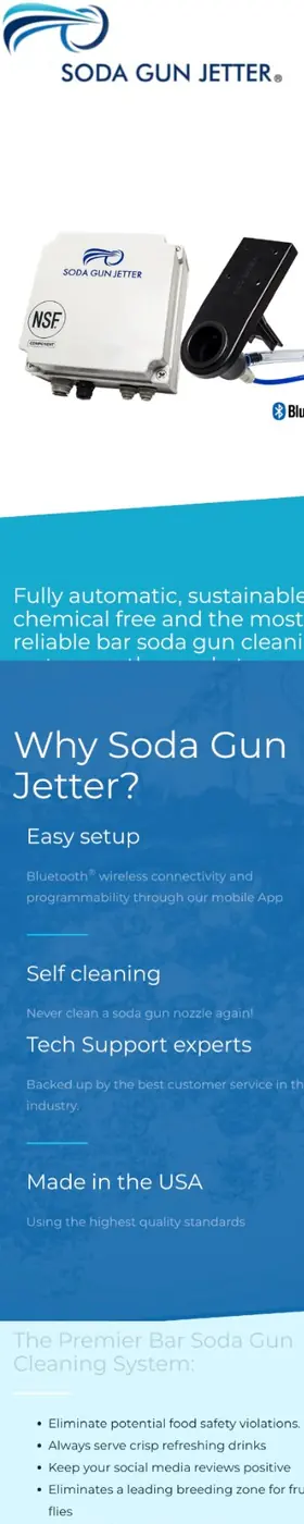 Soda Gun Jetter website, mobile view
