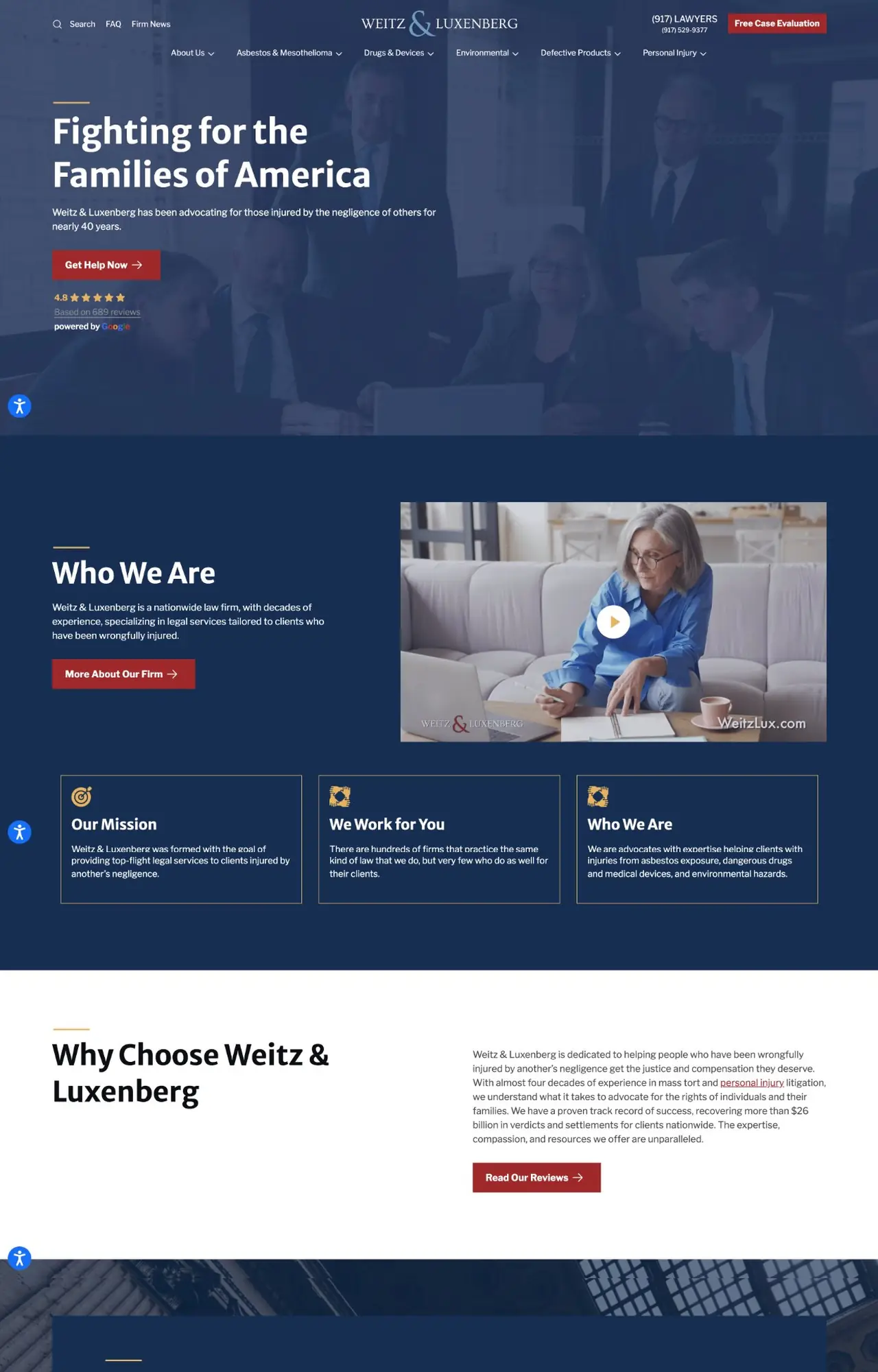 Weitz & Luxenberg website, desktop view