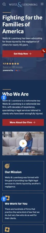 Weitz & Luxenberg website, mobile view